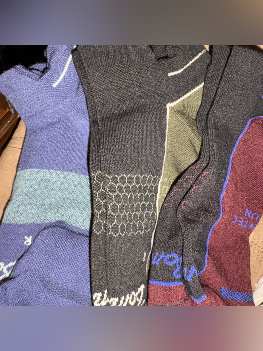 NWOT 3 pairs of Bombas Men's Crew Socks in Black, Navy, Olive, and Burgundy